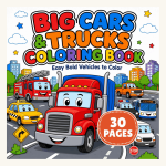 Printable Cars and Trucks Coloring Book printable coloring book cover