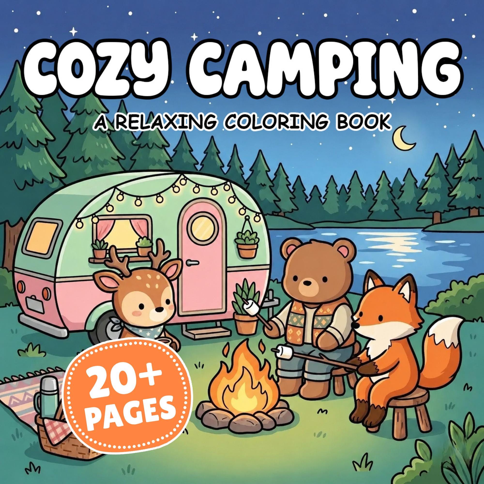Cozy Camping Coloring Book printable coloring book cover