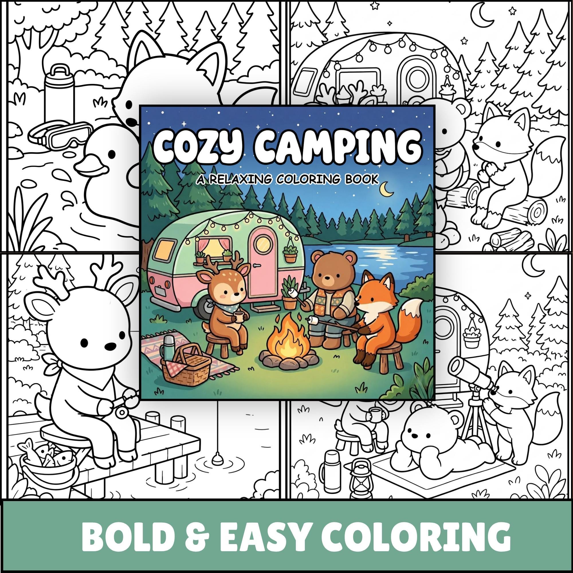 Cozy Camping Coloring Book printable coloring book preview 1