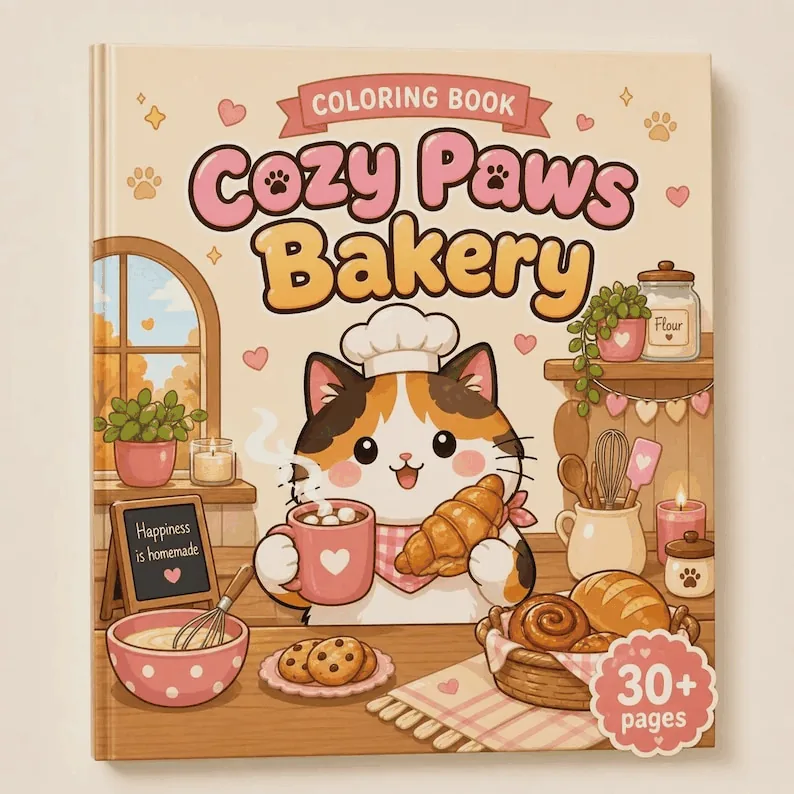Printable Cat Paws Bakery Coloring Pages printable coloring book cover
