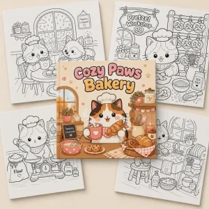 Printable Cat Paws Bakery Coloring Pages printable coloring book preview 1