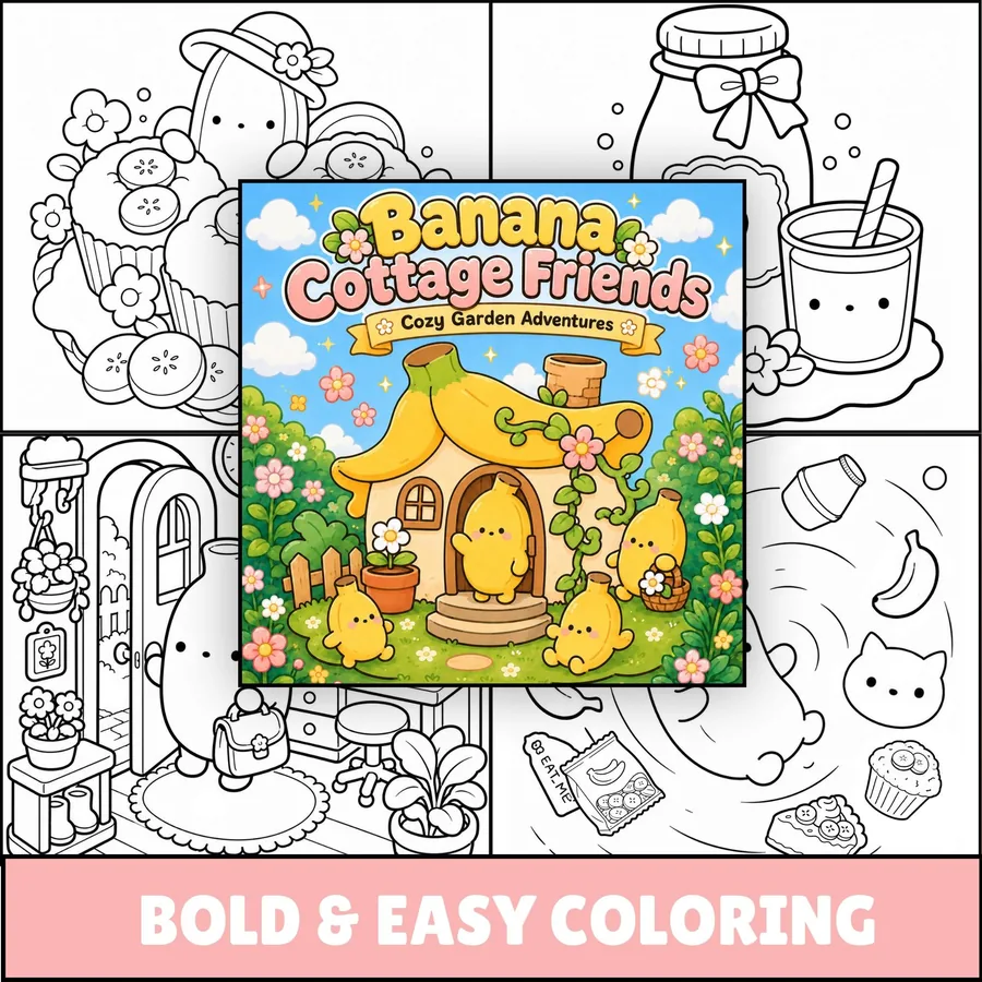 Bold open interior page from Banana Cottage Friends
