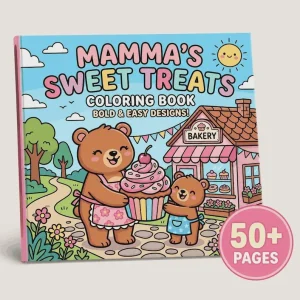 Cozy Mama Bear Baking Coloring Book printable coloring book cover
