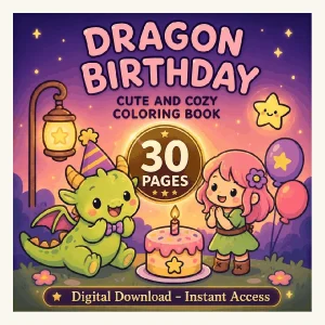 Dragon Birthday Coloring Book printable coloring book cover
