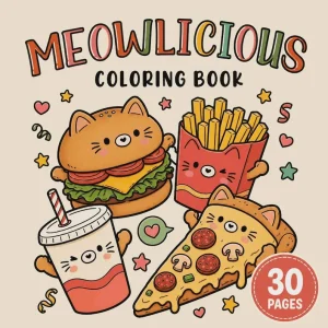 Printable Cozy Kawaii Cat Coloring Book printable coloring book cover