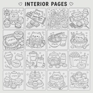 Printable Cozy Kawaii Cat Coloring Book printable coloring book preview 1
