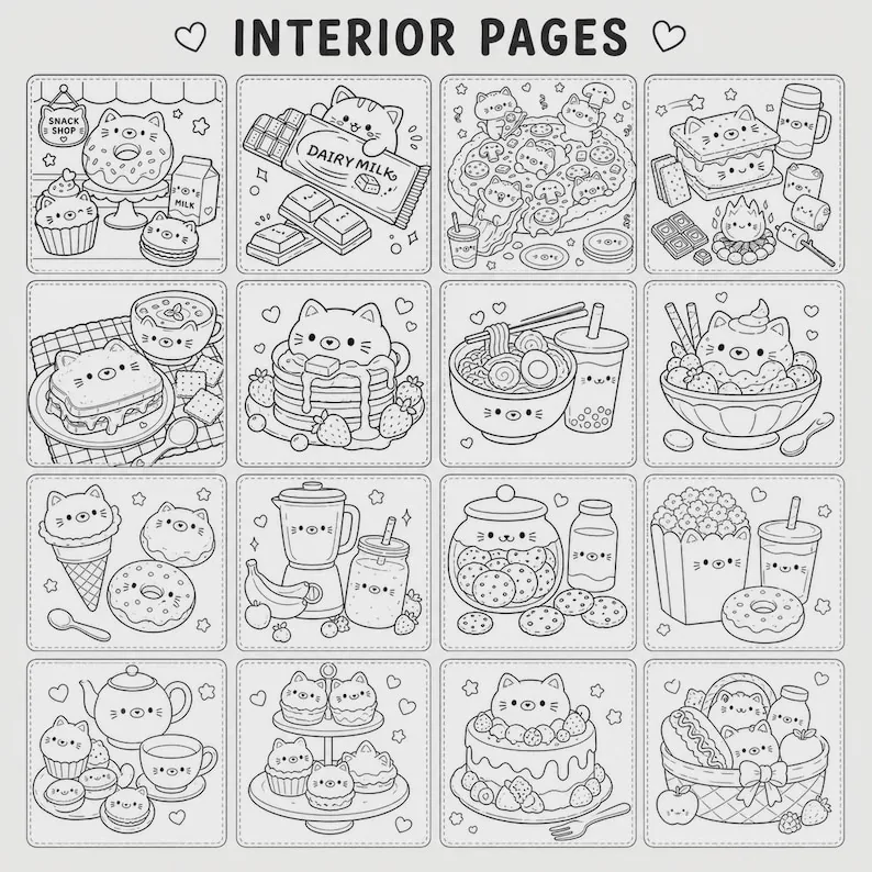 Printable Cozy Kawaii Cat Coloring Book printable coloring book preview 1