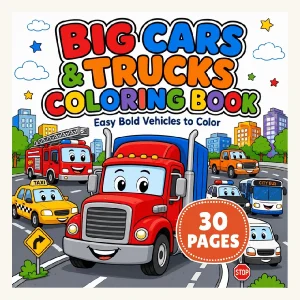 Printable Cars and Trucks Coloring Book printable coloring book cover