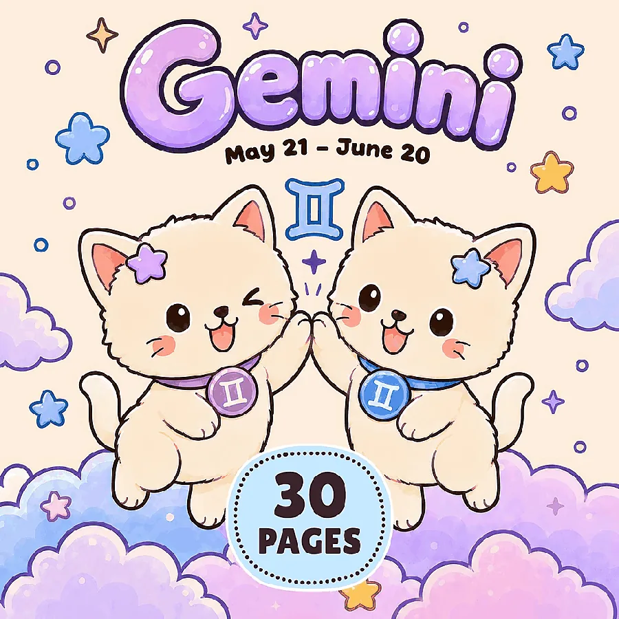 Printable Gemini Cat Coloring Book printable coloring book preview 1