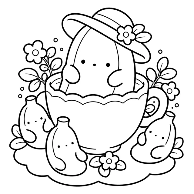 A banana friend in a teacup