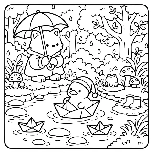 Paper boats in the rain