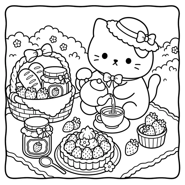 A strawberry picnic spread