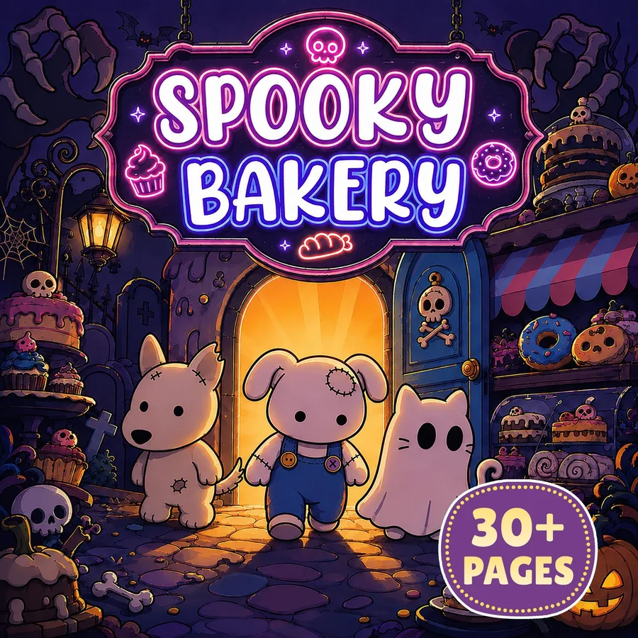 Spooky Bakery Halloween Coloring Book printable coloring book cover