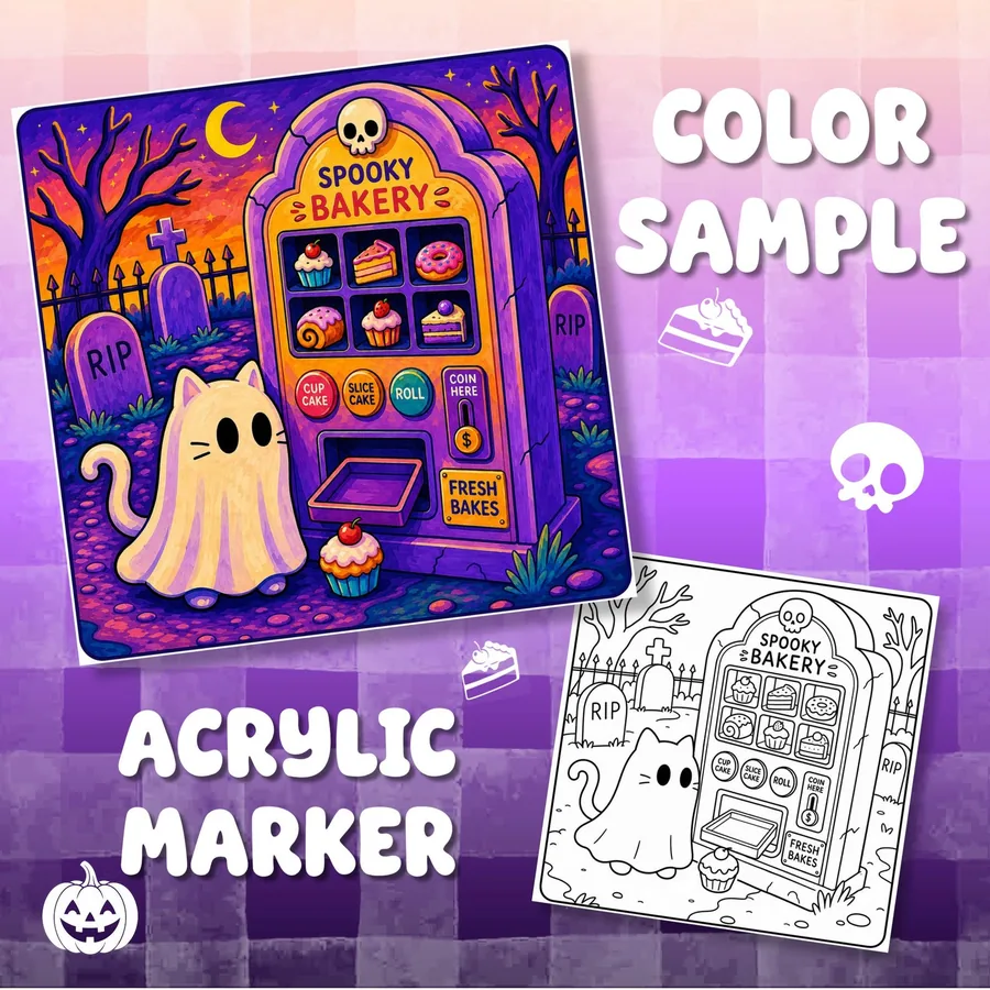 Spooky Bakery Halloween Coloring Book printable coloring book preview 3