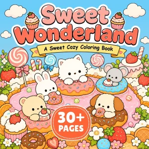Sweet Wonderland Cozy Coloring Book printable coloring book cover