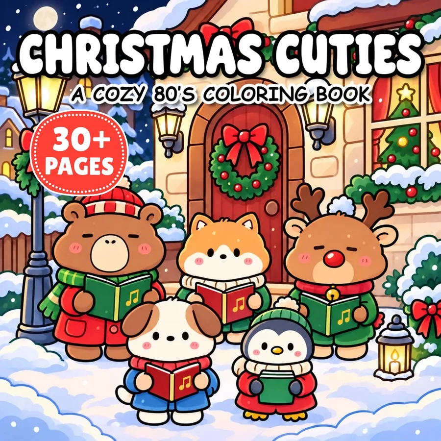 80s Christmas Coloring Book printable coloring book cover