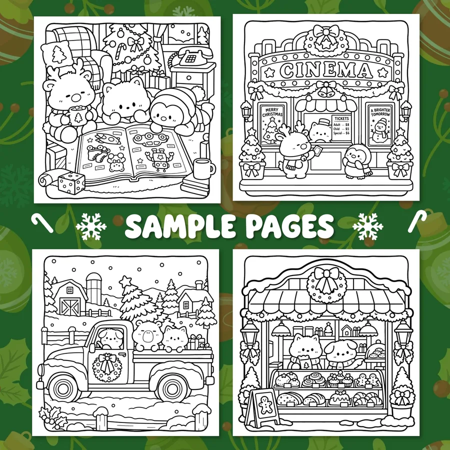 80s Christmas Coloring Book printable coloring book preview 2