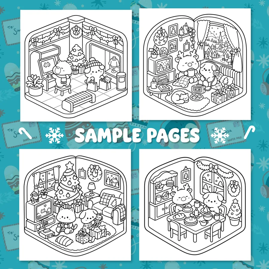 80s Christmas Coloring Book printable coloring book preview 4