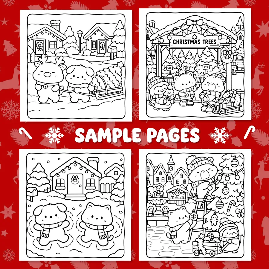 80s Christmas Coloring Book printable coloring book preview 1