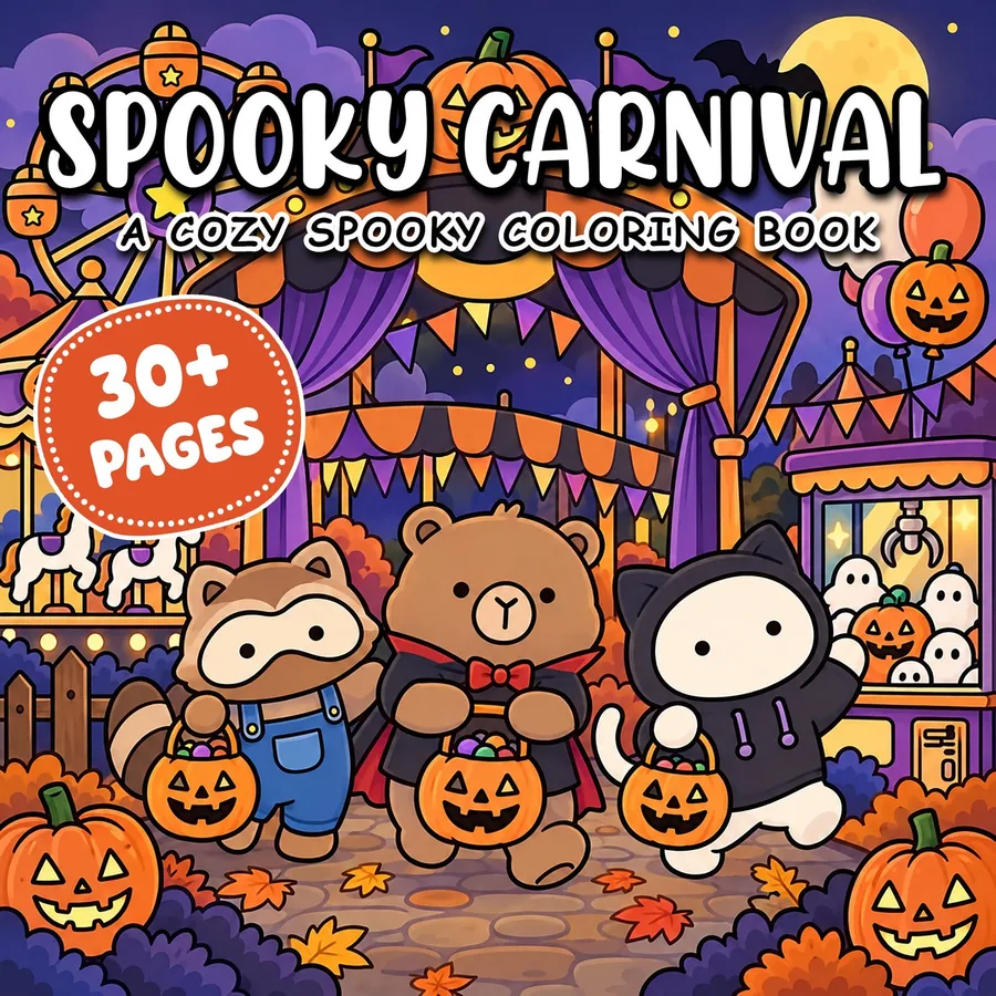Spooky Carnival Halloween Coloring Book printable coloring book cover