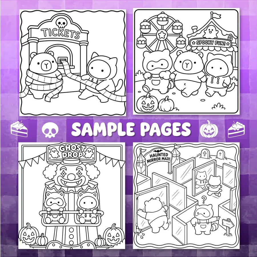 Spooky Carnival Halloween Coloring Book printable coloring book preview 3
