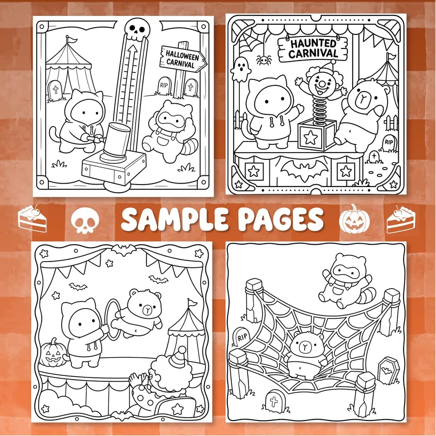 Spooky Carnival Halloween Coloring Book printable coloring book preview 4