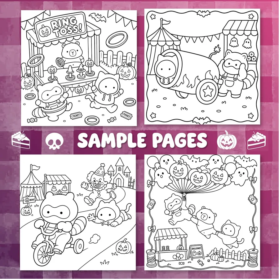 Spooky Carnival Halloween Coloring Book printable coloring book preview 1