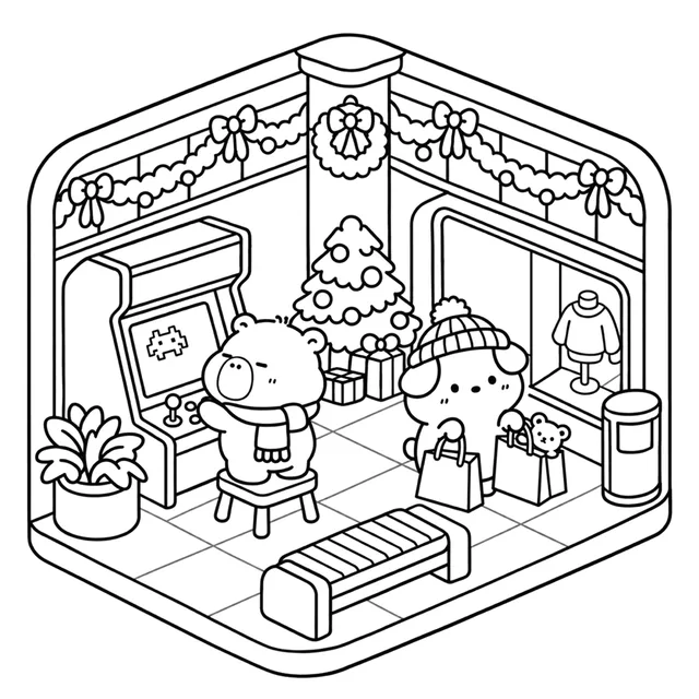 80s Christmas Coloring Book: free sample page 2 of 5