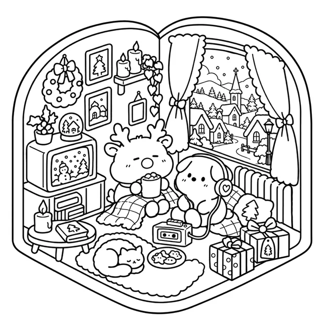 80s Christmas Coloring Book: free sample page 4 of 5
