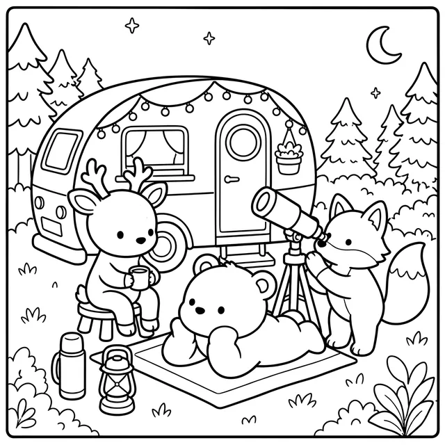 Cozy Camping Coloring Book: free sample page 4 of 5