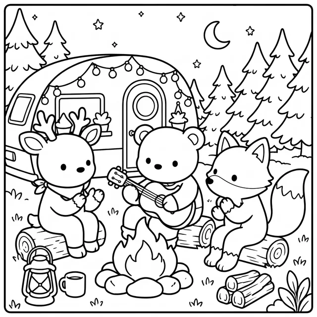 Cozy Camping Coloring Book: free sample page 5 of 5
