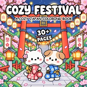 Cozy Japan Festival Coloring Book printable coloring book cover
