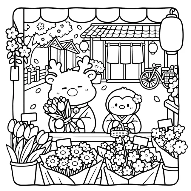 Cozy Japan Festival Coloring Book: free sample page 5 of 5