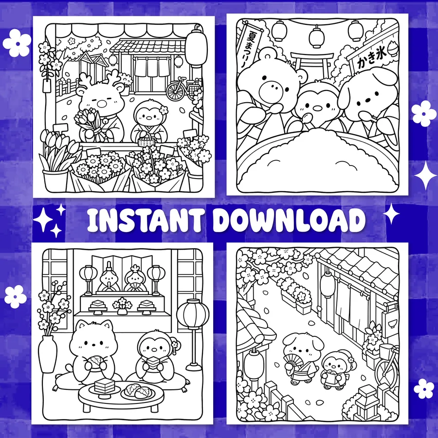 Cozy Japan Festival Coloring Book printable coloring book preview 3