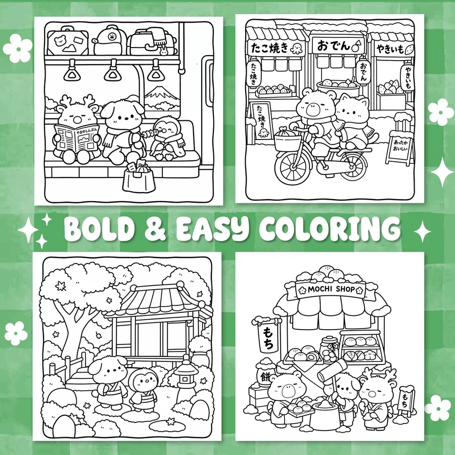 Cozy Japan Festival Coloring Book printable coloring book preview 4