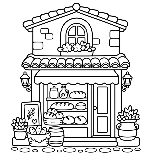 Cozy Mediterranean Summer Coloring Book: free sample page 1 of 5