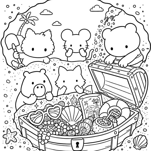 Cozy Summer Beach Adventure Coloring Book: free sample page 4 of 5