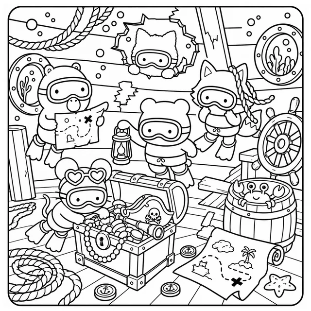 Cozy Summer Beach Adventure Coloring Book: free sample page 5 of 5