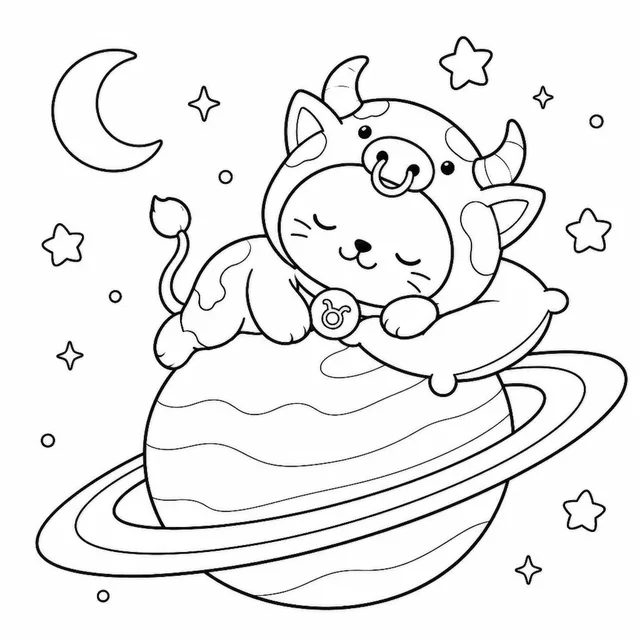 Cozy Taurus Zodiac Coloring Book: free sample page 1 of 5