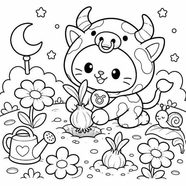 Cozy Taurus Zodiac Coloring Book: free sample page 4 of 5