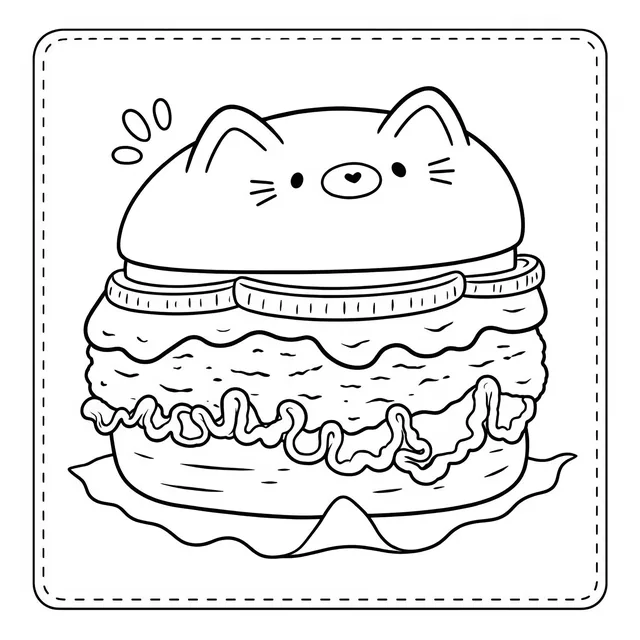 Printable Cozy Kawaii Cat Coloring Book: free sample page 1 of 5