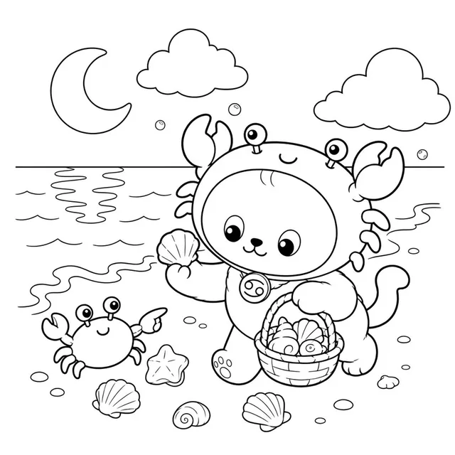 Printable Cancer Cat Coloring Book: free sample page 1 of 5