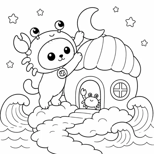 Printable Cancer Cat Coloring Book: free sample page 2 of 5