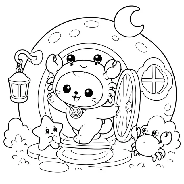 Printable Cancer Cat Coloring Book: free sample page 3 of 5
