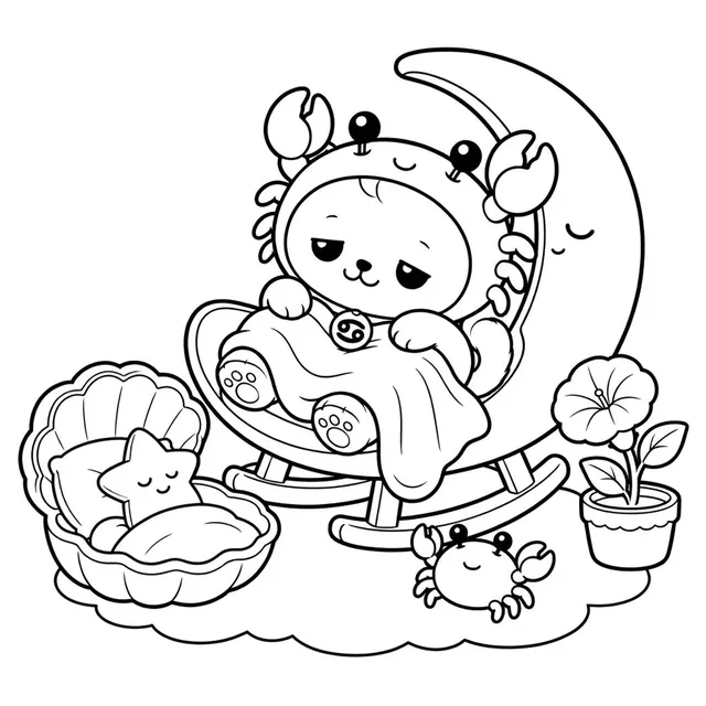 Printable Cancer Cat Coloring Book: free sample page 4 of 5