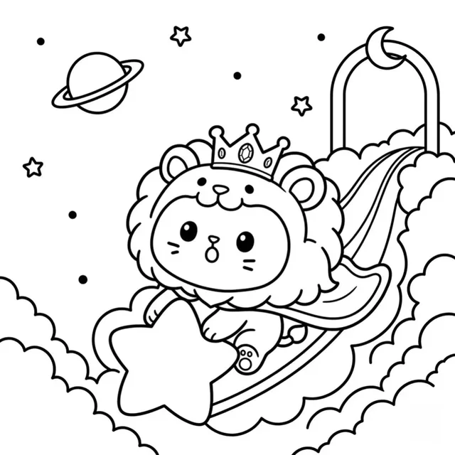 Printable Leo Cat Coloring Book: free sample page 1 of 5