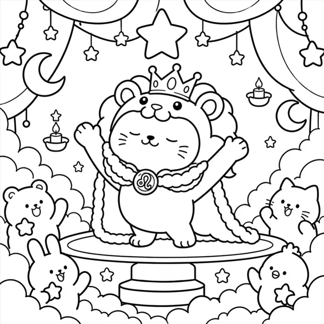 Printable Leo Cat Coloring Book: free sample page 2 of 5