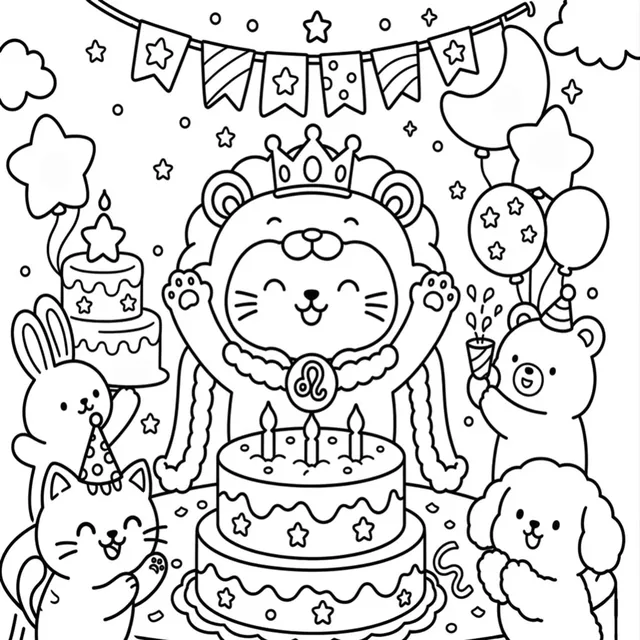 Printable Leo Cat Coloring Book: free sample page 4 of 5