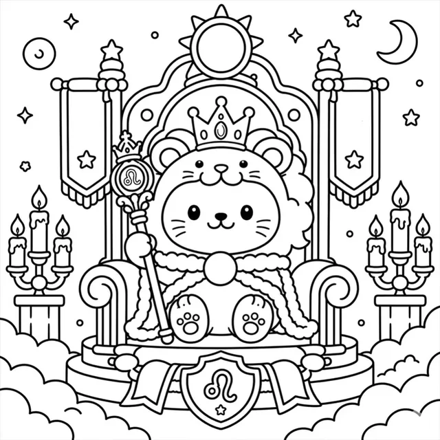 Printable Leo Cat Coloring Book: free sample page 5 of 5