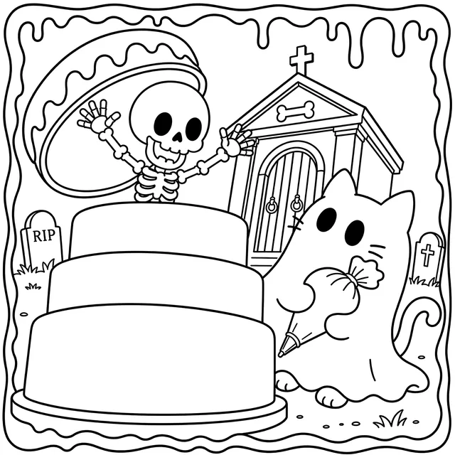 Spooky Bakery Halloween Coloring Book: free sample page 1 of 5